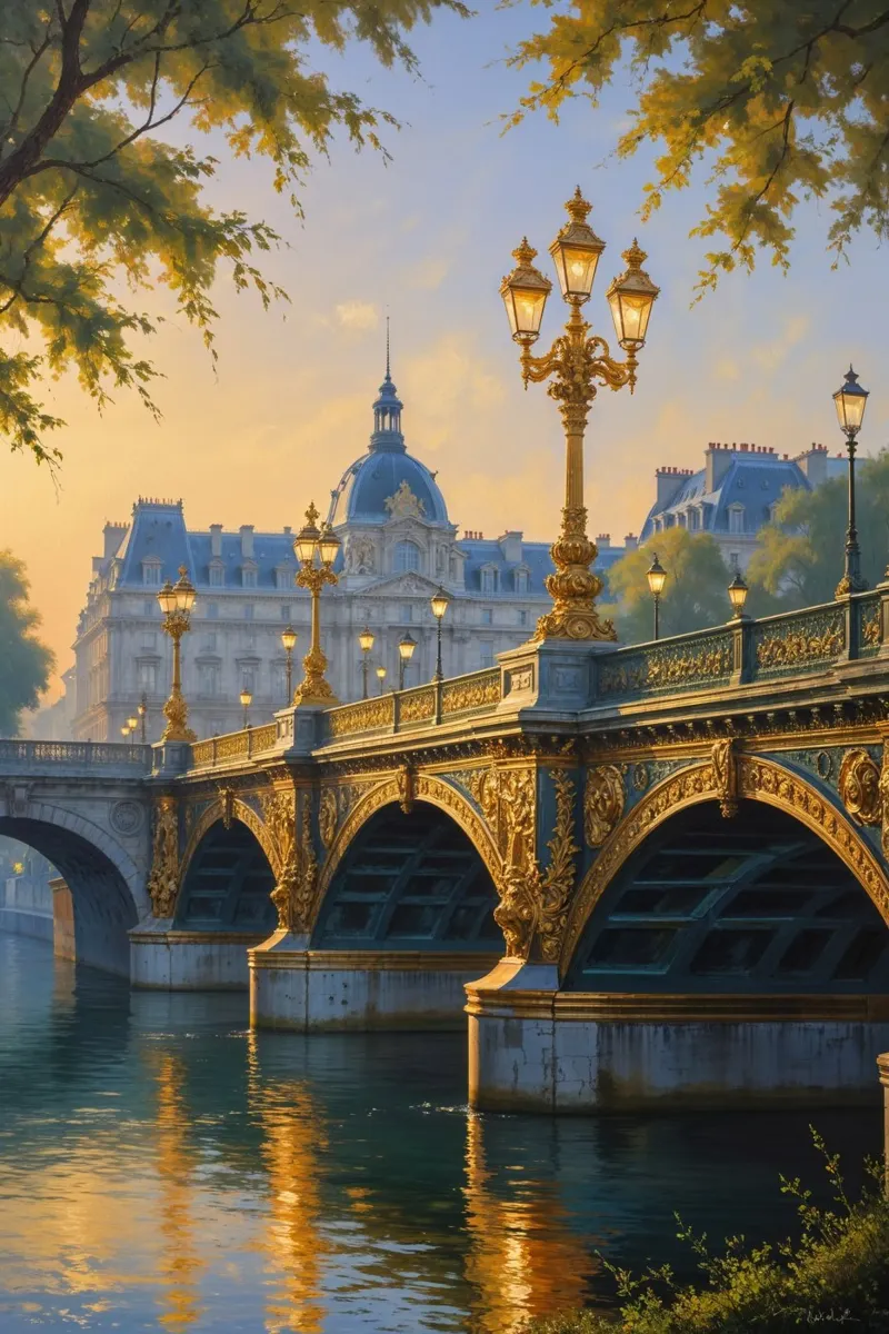 Sunset Glow on Paris’s Pont Alexandre plexiglass da AlbertKlee