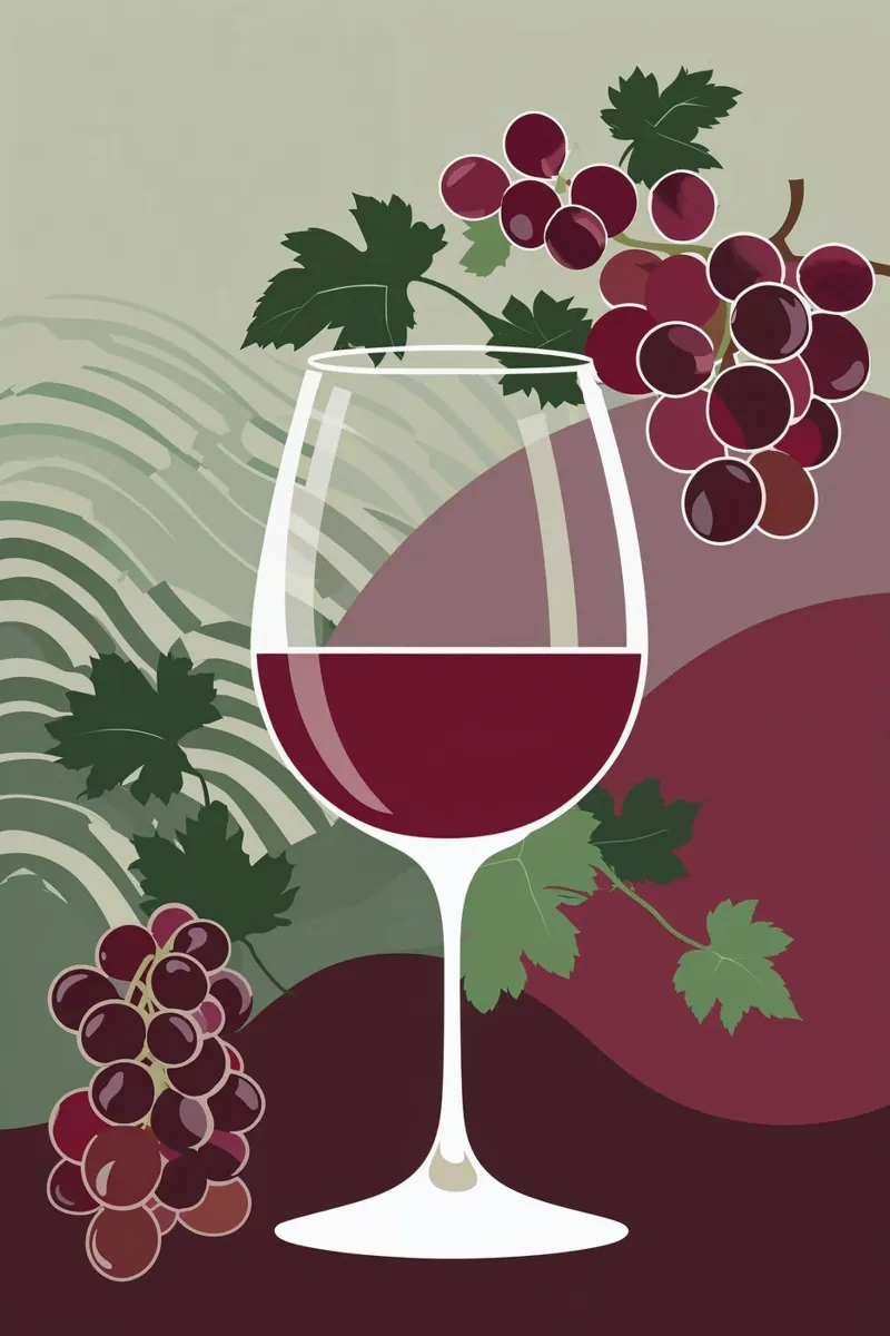 Grapes and Wine Glass in Minimalist Design pannello forex da AlbertKlee