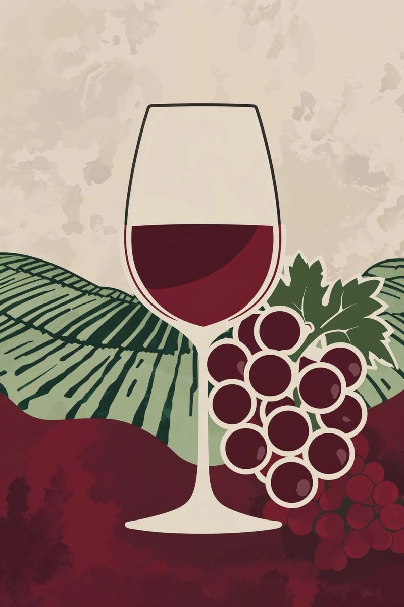 Wine Glass and Grapes: Modern Vineyard Aesthetic poster by AlbertKlee