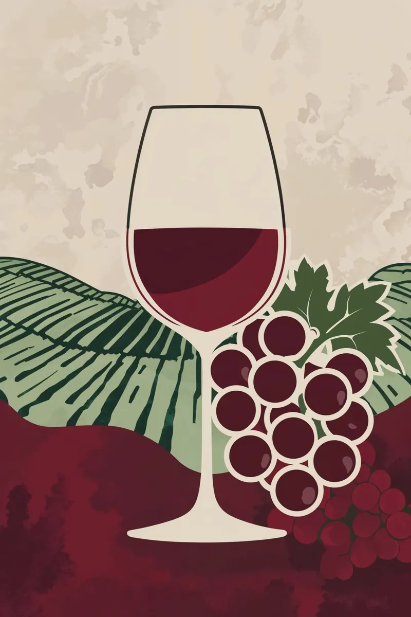Wine Glass and Grapes: Modern Vineyard Aesthetic poster by AlbertKlee