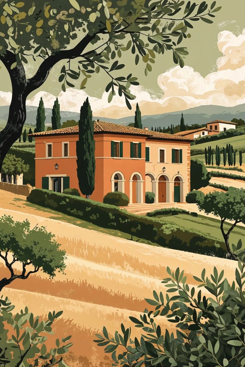 Quaint Tuscan House in a Sunlit Valley poster de AlbertKlee