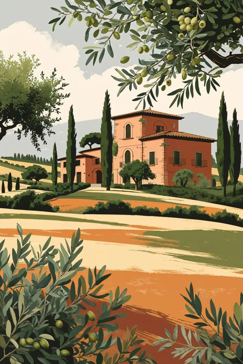 Tuscan Landscape with Olive Branches carta hahnemühle da AlbertKlee