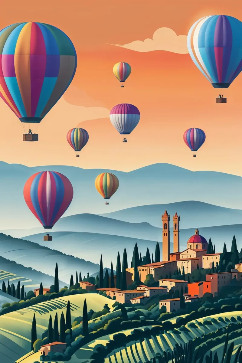 Balloons and a Historic Village poster with aluminum frame by AlbertKlee