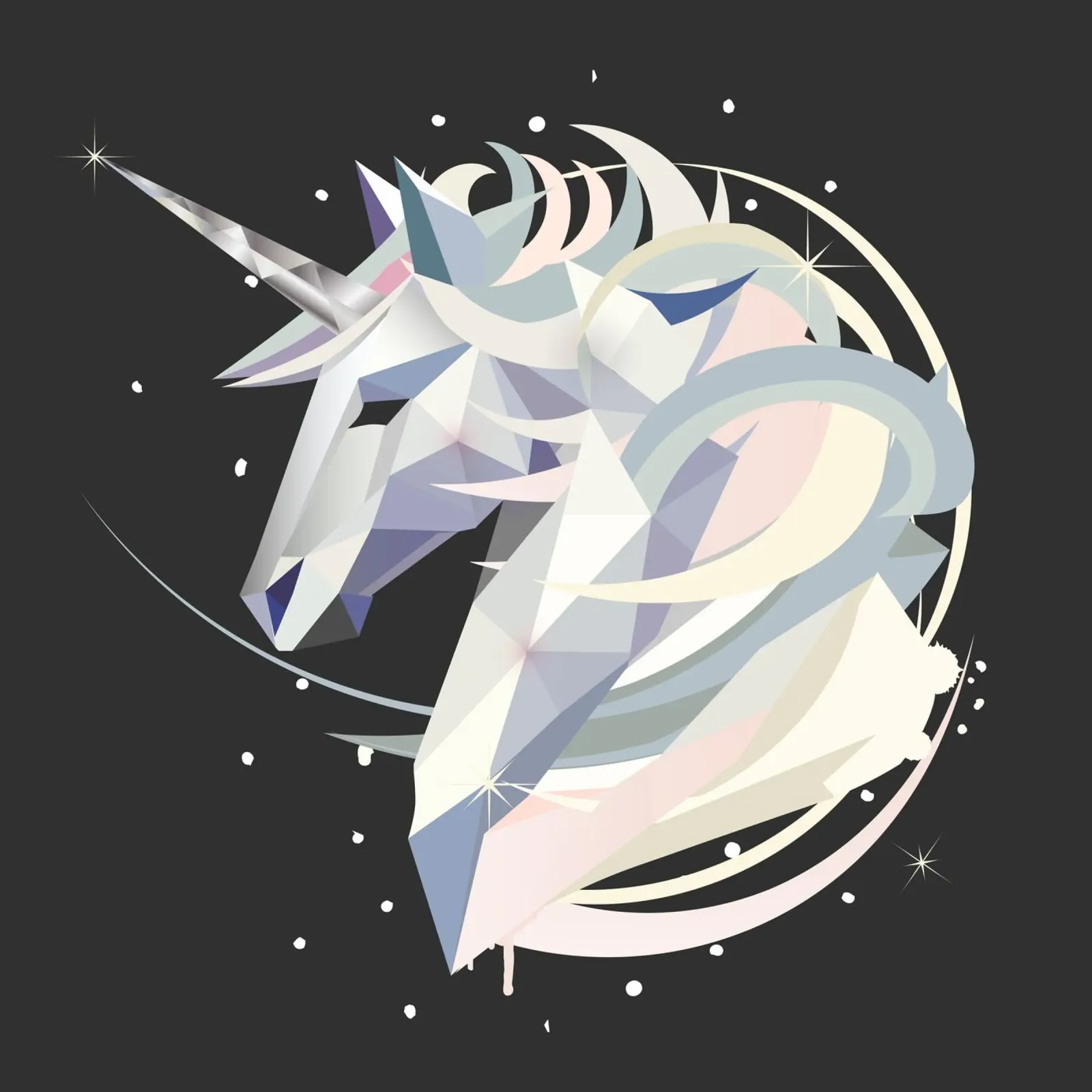 Mágico unicornio geométrico en el cielo nocturno metacrilato de namosh
