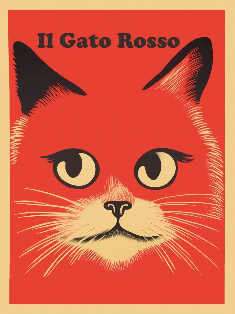 The Red Cat | 60s Vintage Retro Risograph metacrilato de Autofocus