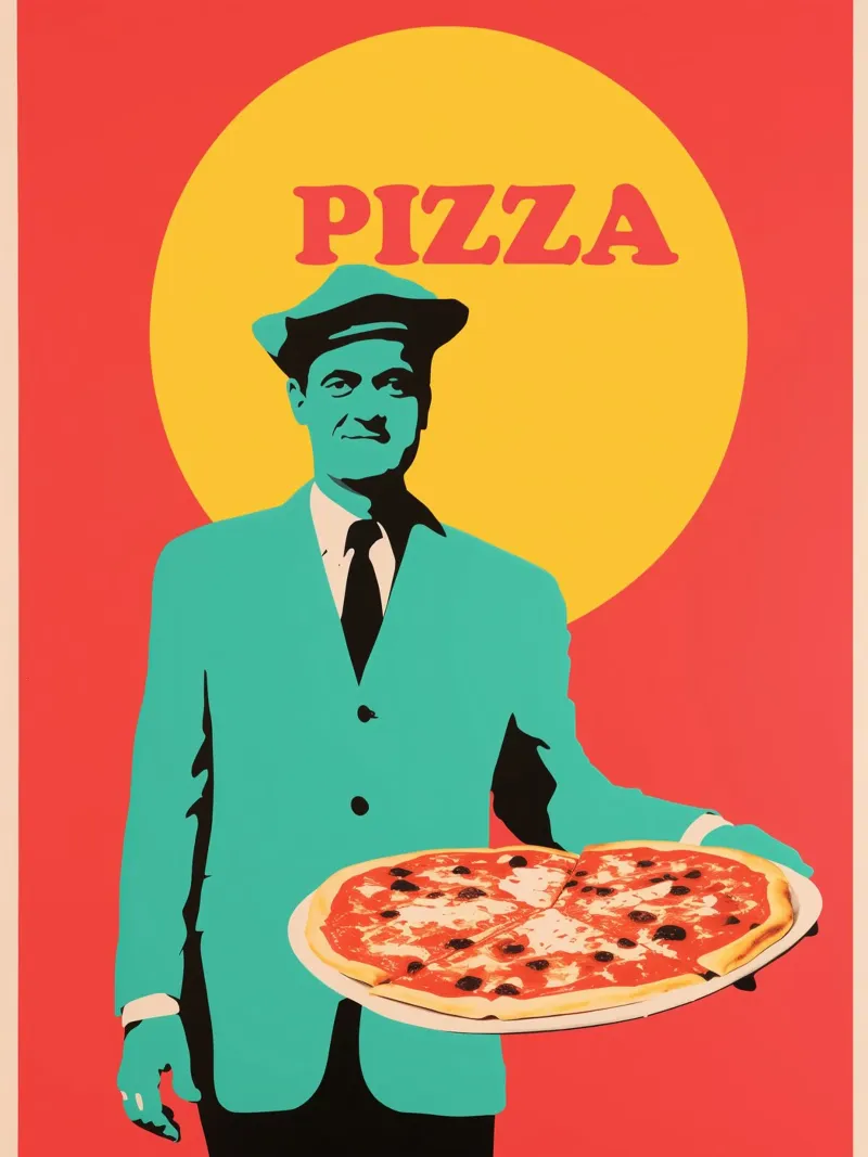 Poster pizza anni '60 pellicola backlit da Autofocus