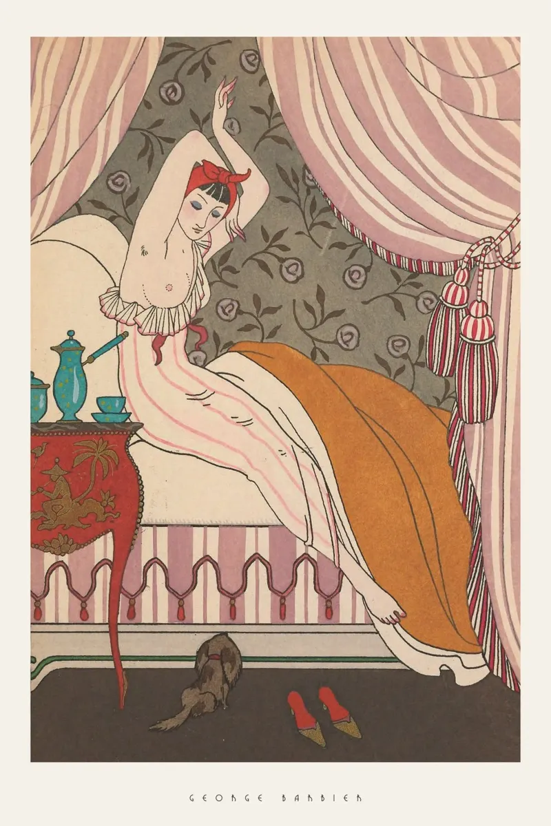 George Barbier - La belle Matineuse poster con telaio in legno da Old Masters