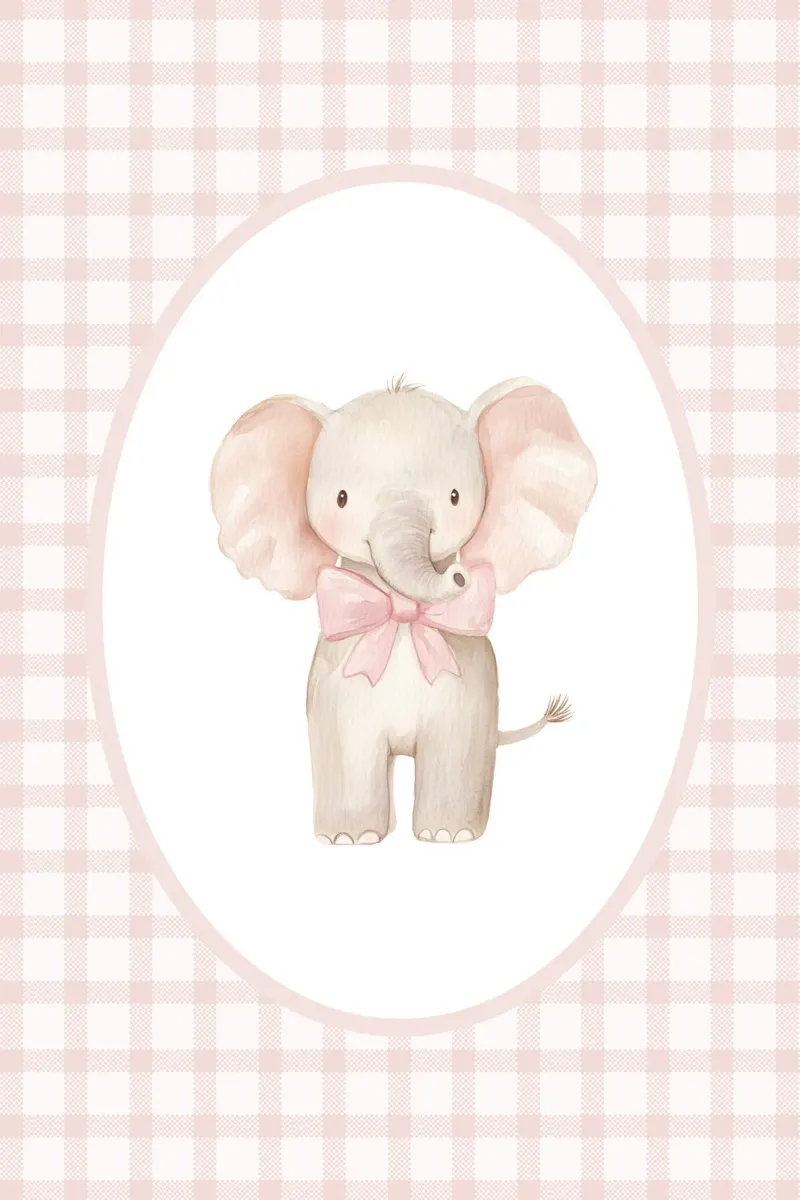 Baby Elephant with Pink Bow hahnemühle by Jungle Joy Art