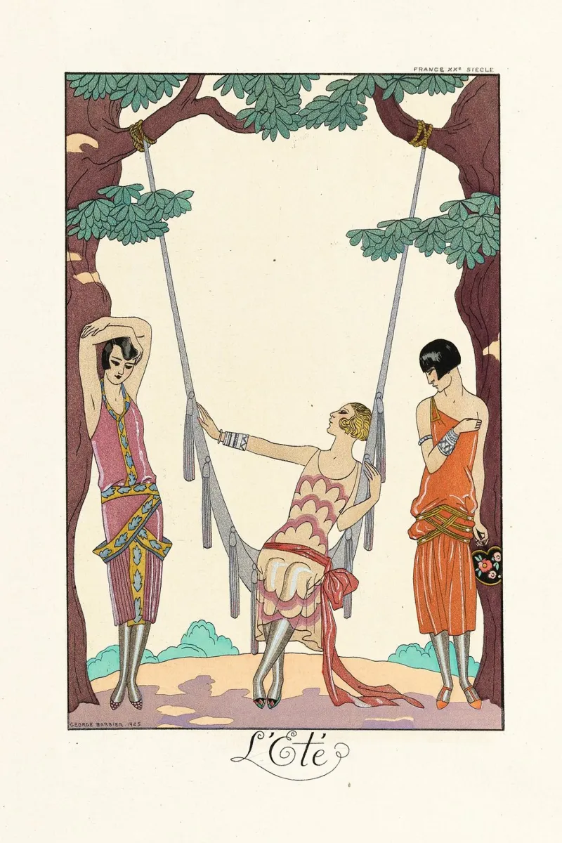 George Barbier - Summer poster con telaio in alluminio da Old Masters