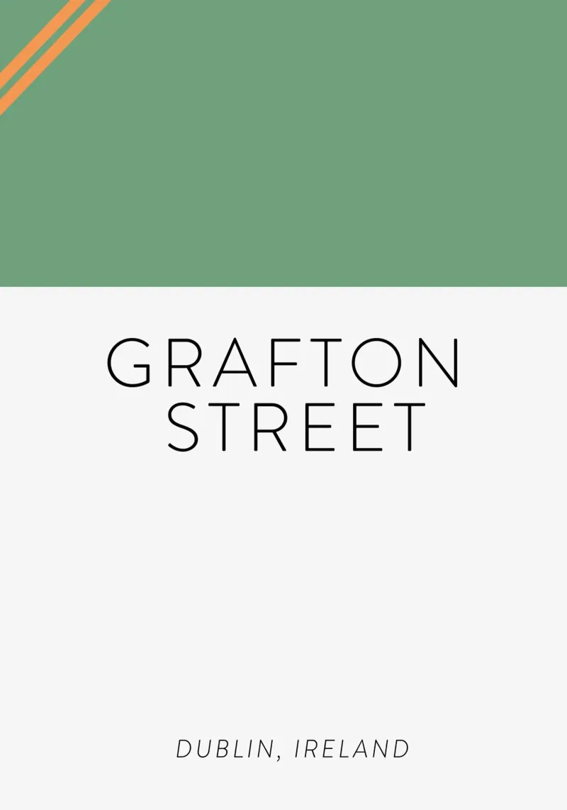 Street names (Grafton Street, Dublin Ireland) poster with aluminum frame by Ayleen