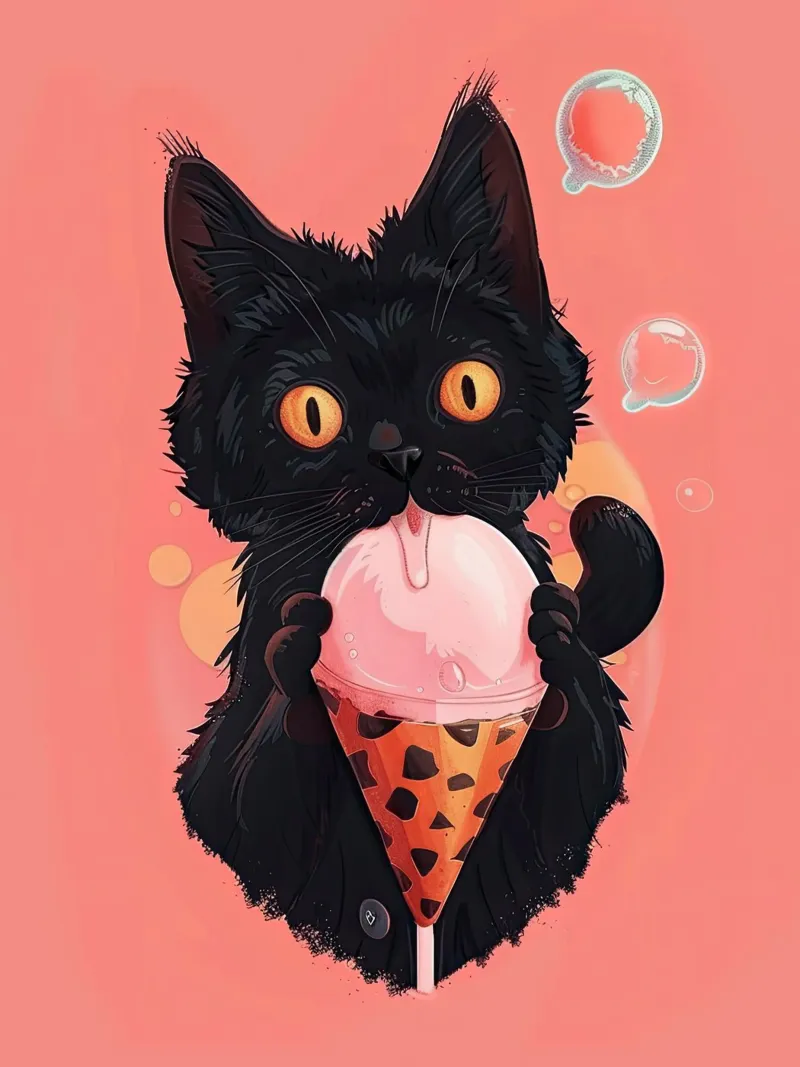 Gatto nero con gelato pellicola backlit da DaarbyN