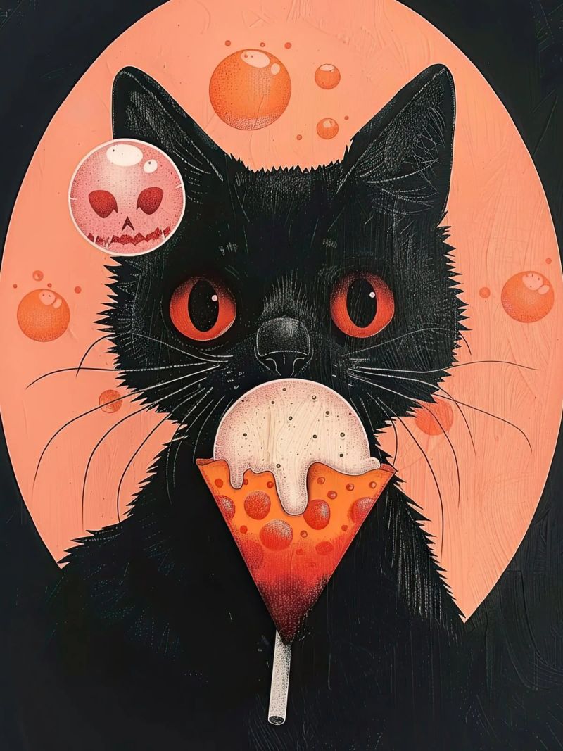 Mystical Cat and Floating Bubbles canvas by DaarbyN