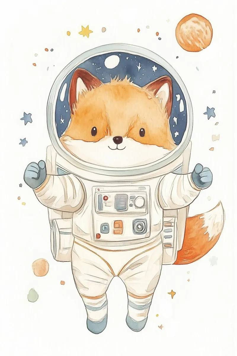 Fox Astronaut in Space canvas by Jungle Joy Art