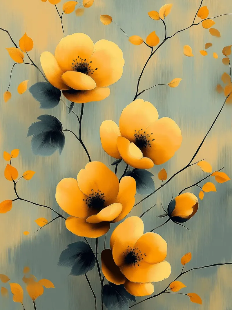 Yellow flowers on a pastel background hahnemühle by Flora & Horizon