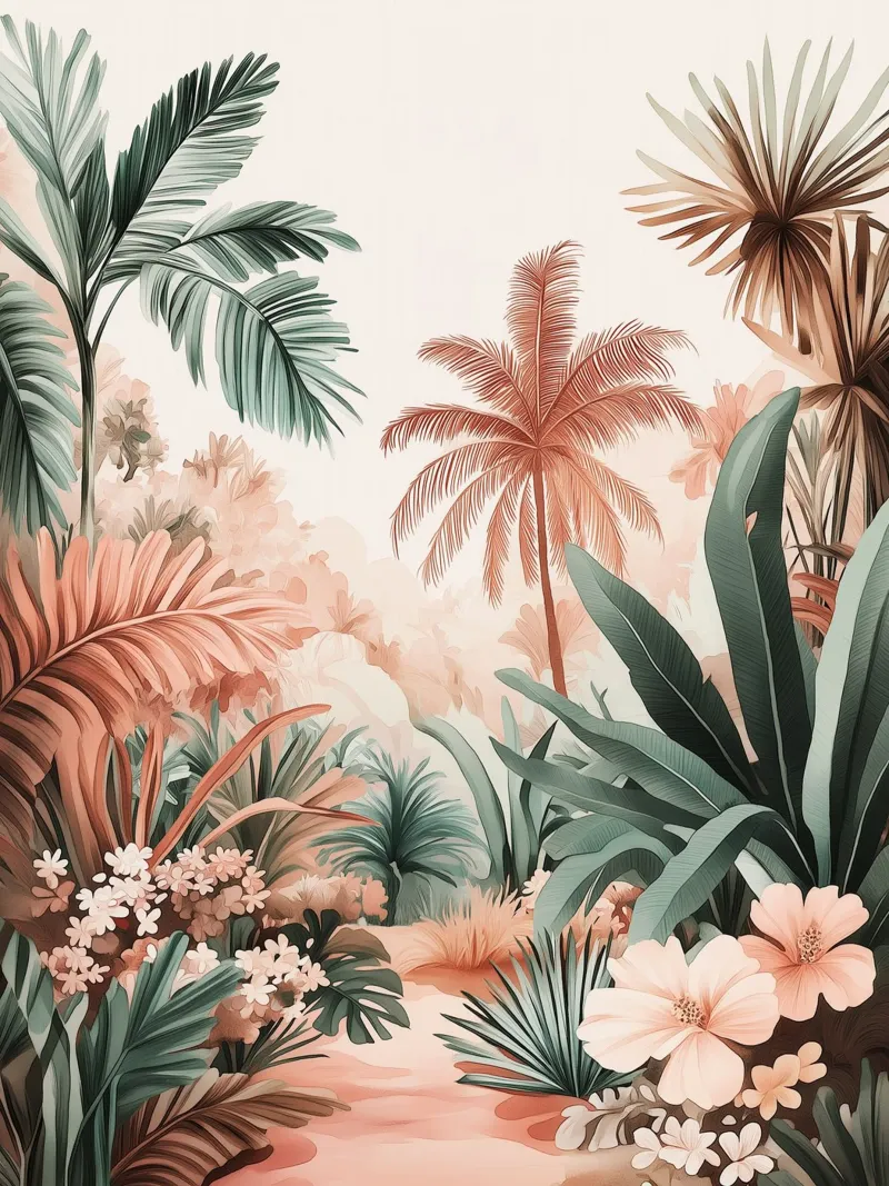 Palme e fiori esotici alluminio dibond da Flora & Horizon