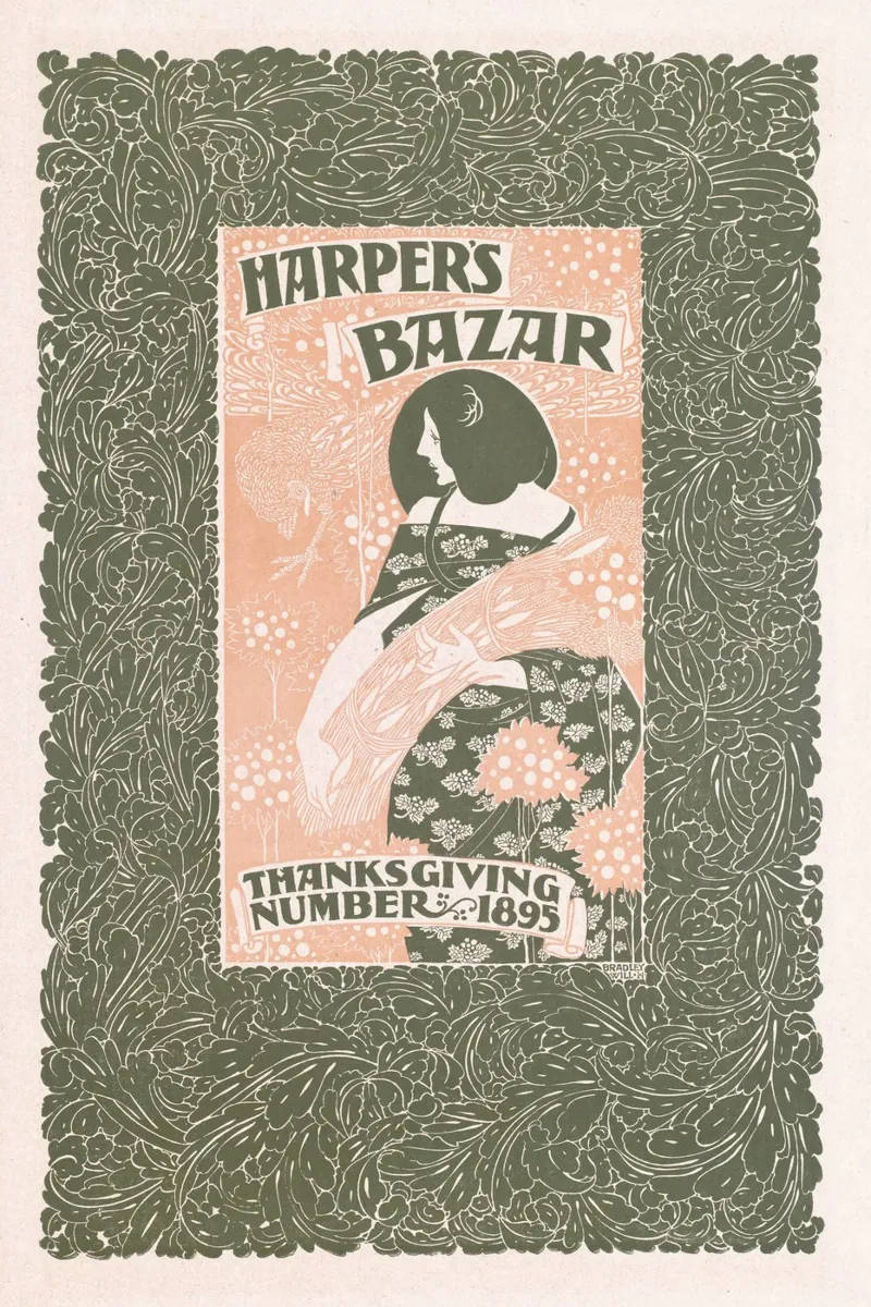 Bradley Will - Harpers Bazar Thanks Giving poster con telaio in plastica da Old Masters