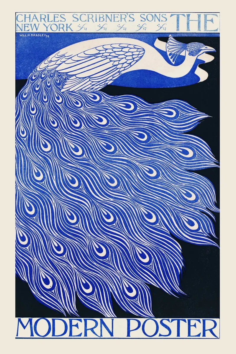 Bradley Will - Pfau blau poster con telaio in legno da Old Masters