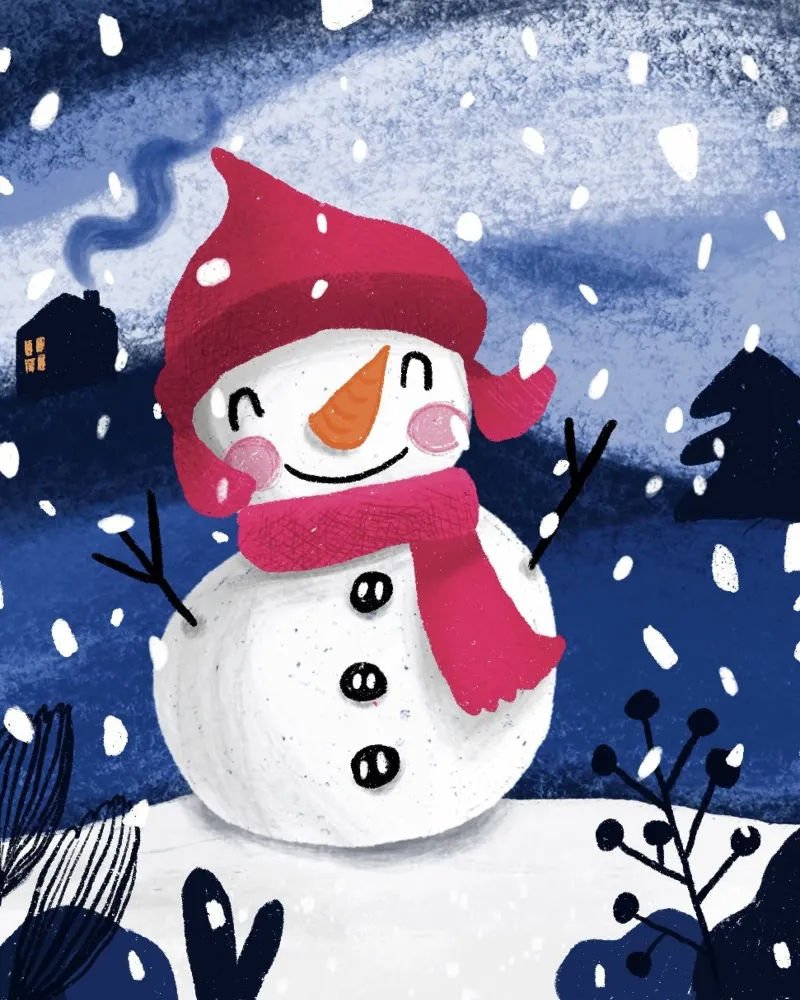 Fröhlicher Schneemann - Winterlandschaft l acrylic glass by Honigbrombeere