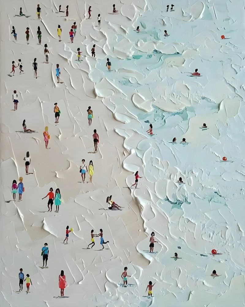 Waves and life: Impressionistic beach landscape canvas by Kunst und Kontrast