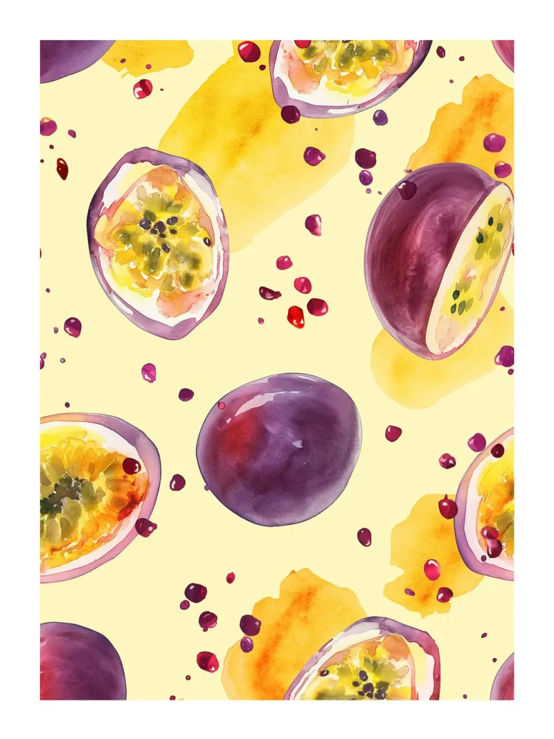 Scaglie di frutto della passione poster con telaio in legno da Spice & Style