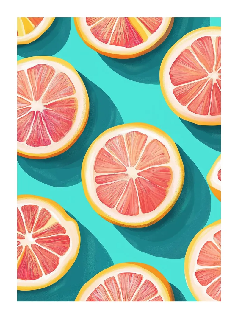 Grapefruit on a turquoise background canvas by Spice & Style