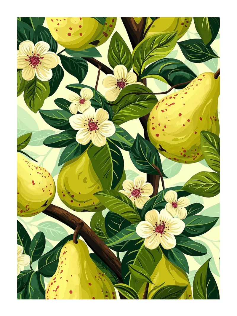 Pear trees in bloom canvas with Floater frame by Spice & Style
