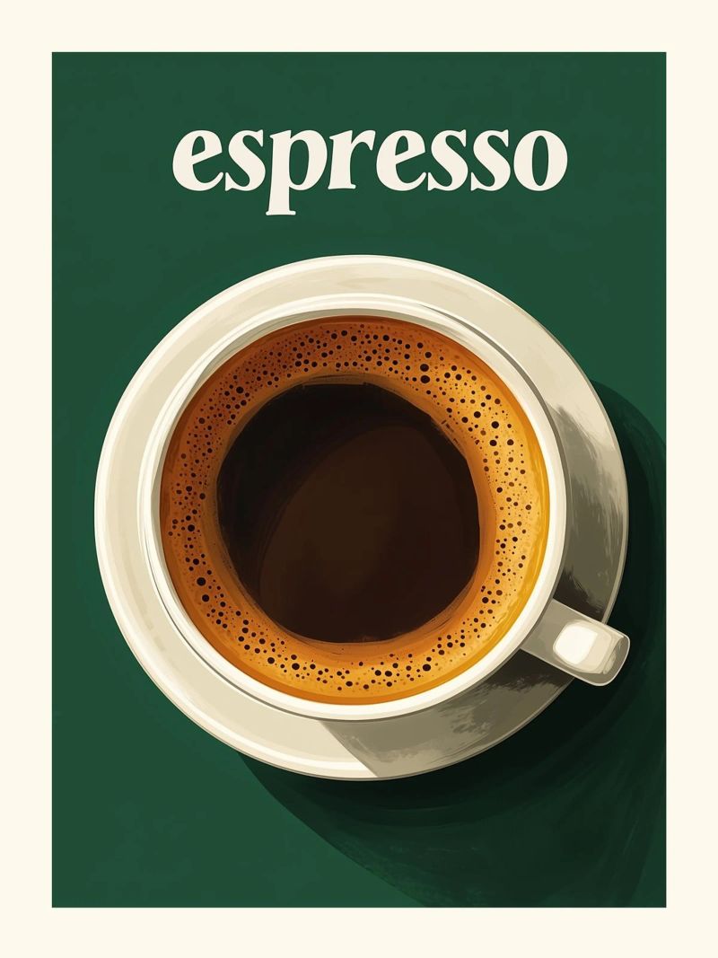 Espresso Kaffee Kunst Poster grün Poster von Spice & Style