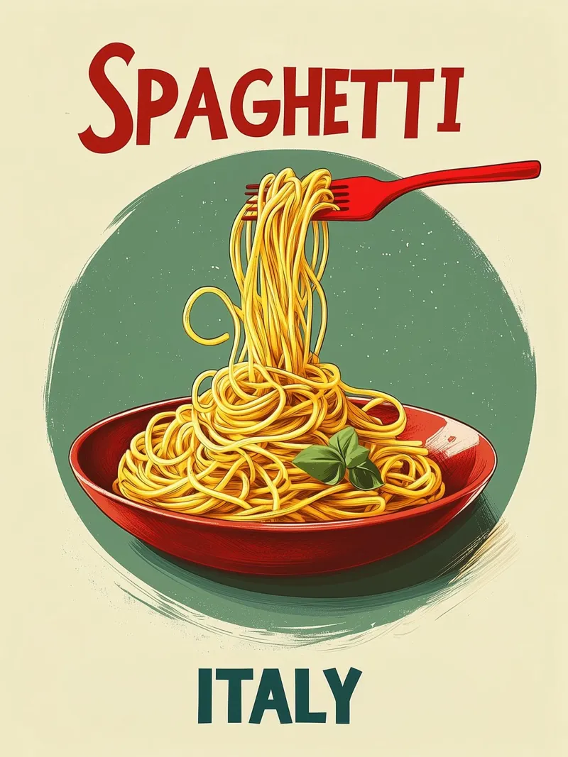 Spaghetti Italy Retro Poster plexiglass da Spice & Style