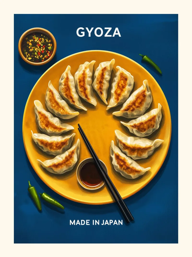 Poster d'art japonais Gyoza Dumpling poster avec cadre en bois de Spice & Style
