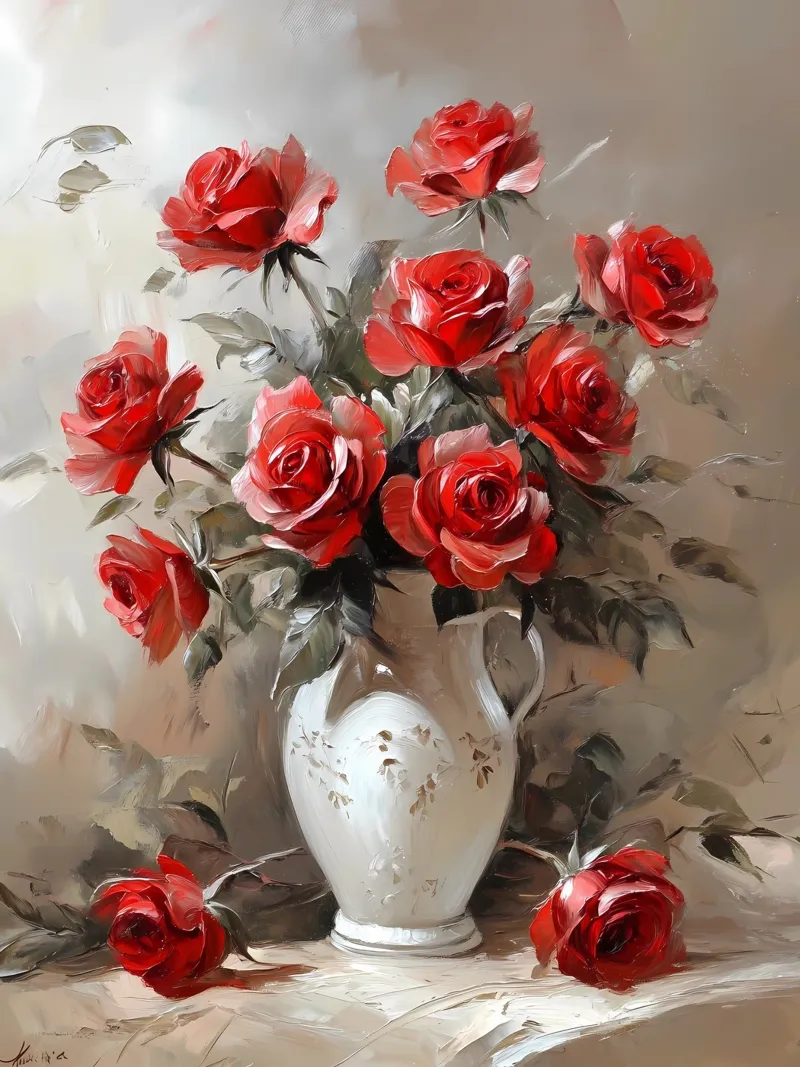 Vintage Red Roses poster with aluminum frame by IamHomeStudio