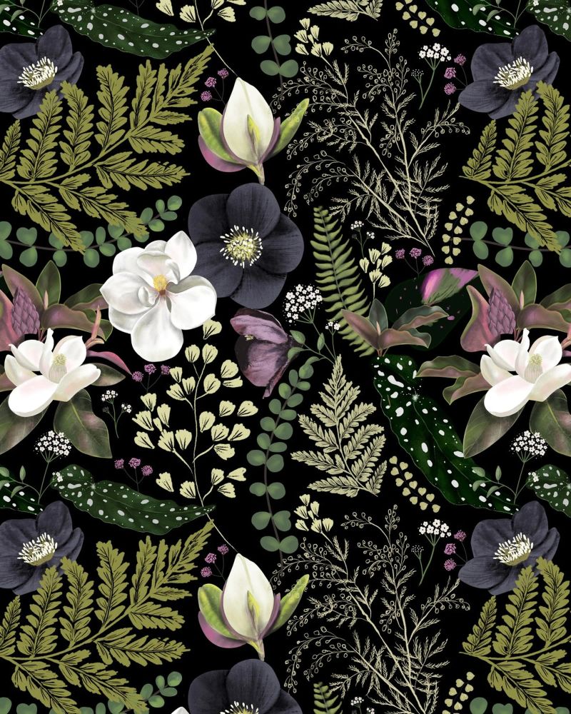 Dark Mystical Garden Botanical Pattern pellicola backlit da anisillustration