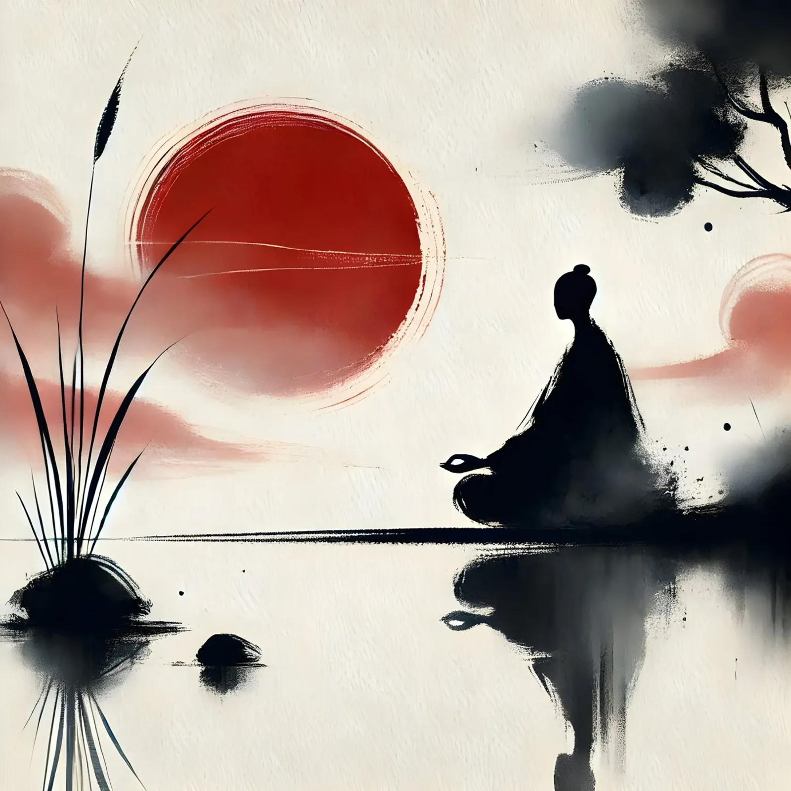 Meditazione - Stile Sumi-e poster da spiritual
