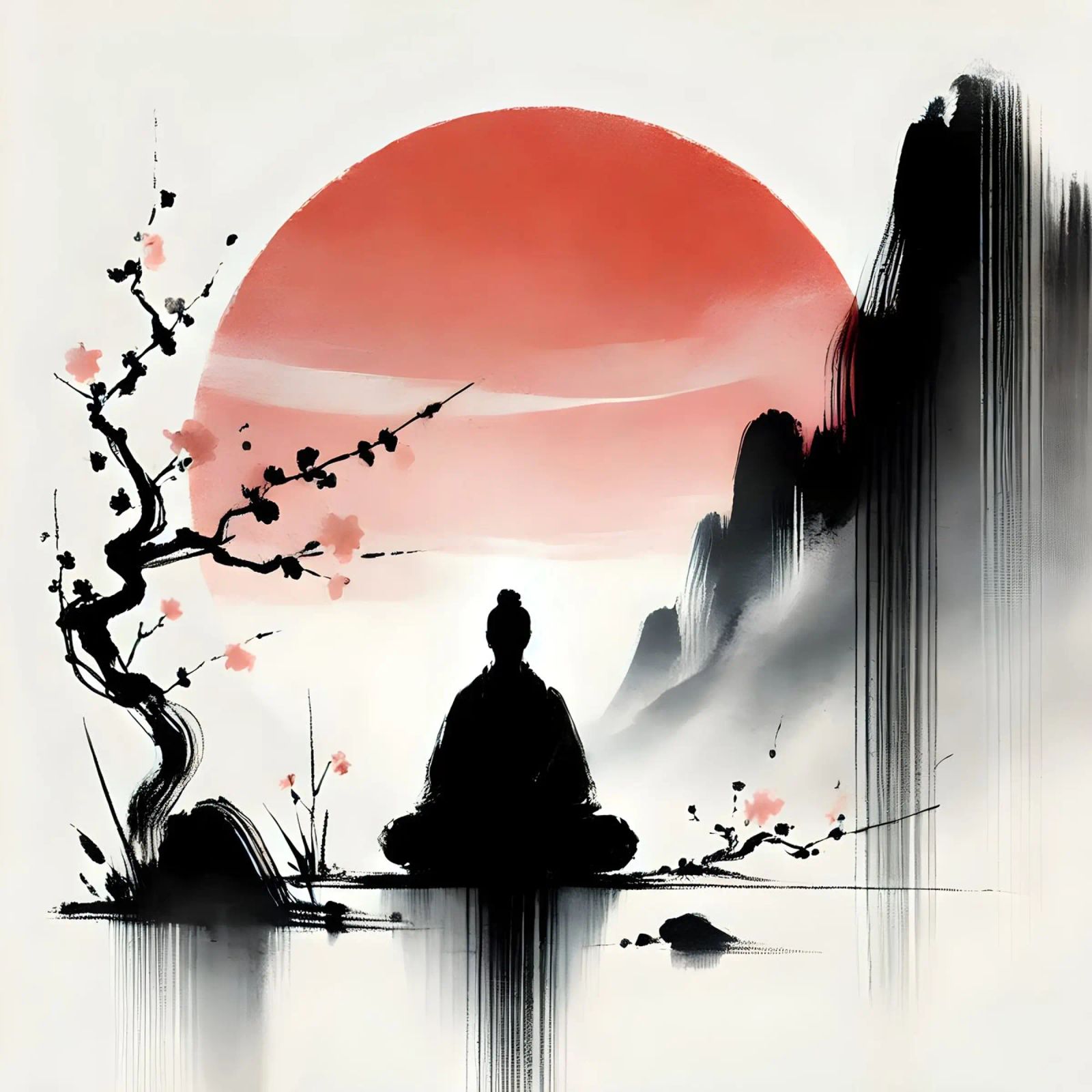 Meditation - Sumi-e-Stil Poster von spiritual