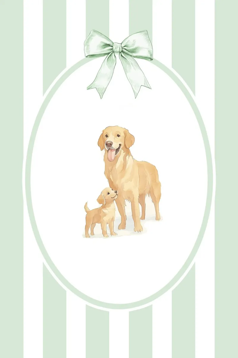 Golden Retriever e cucciolo nella natura alluminio dibond da Jungle Joy Art