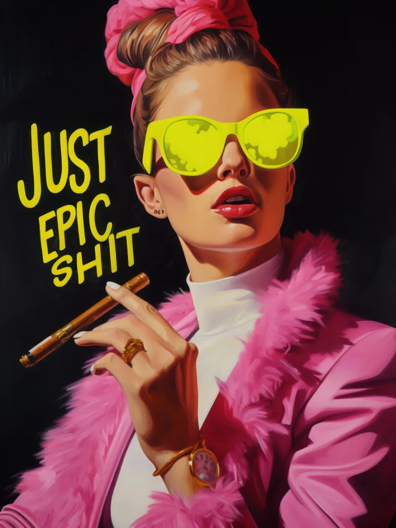 Just Epic Shit | Pop Art Neon Portrait poster con telaio in plastica da Autofocus