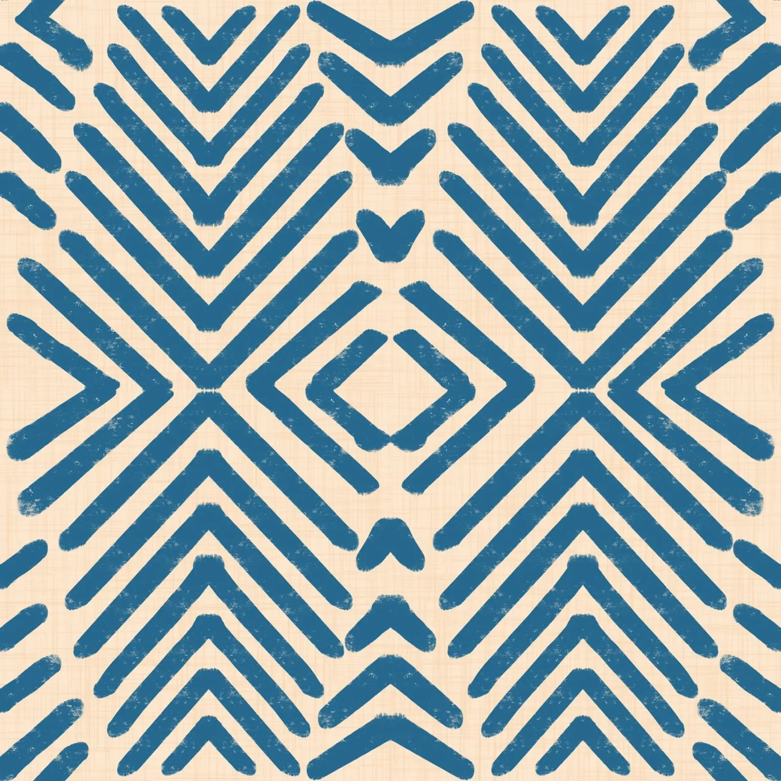 Retro Tribal Pijlen - Mid Eeuw Modern Geometrisch Blauw poster met houten frame van susanacosta