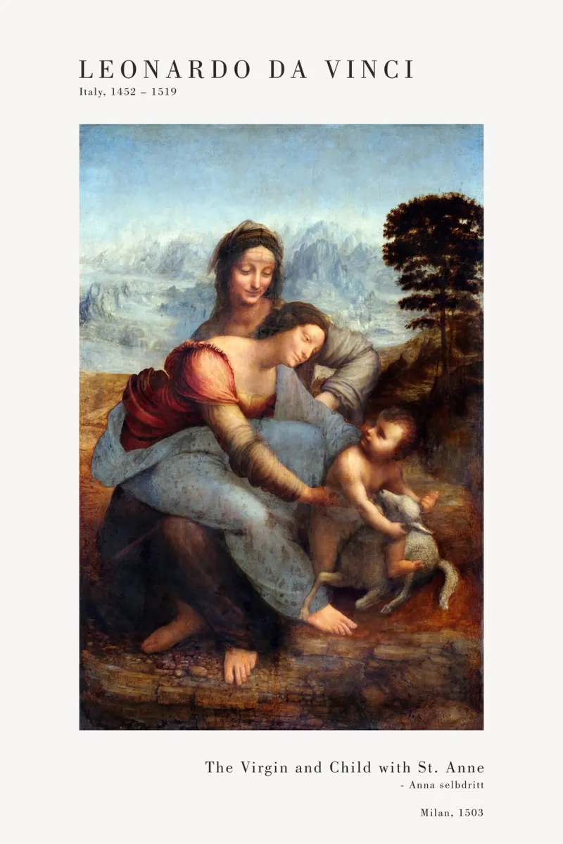 Leonardo da Vinci - Die Jungfrau und das Kind poster con telaio in plastica da Old Masters
