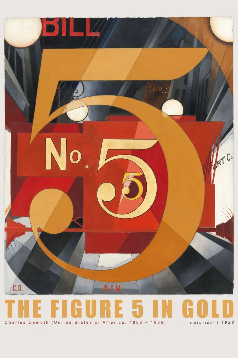 Charles Demuth - Zahl Fünf in Gold poster con telaio in plastica da Old Masters