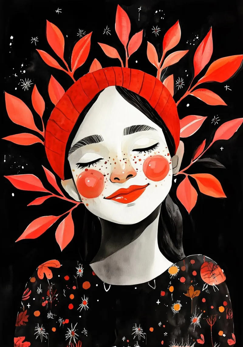Poster della ragazza delle vibrazioni positive poster con telaio in legno da Justyna Jaszke JBJart
