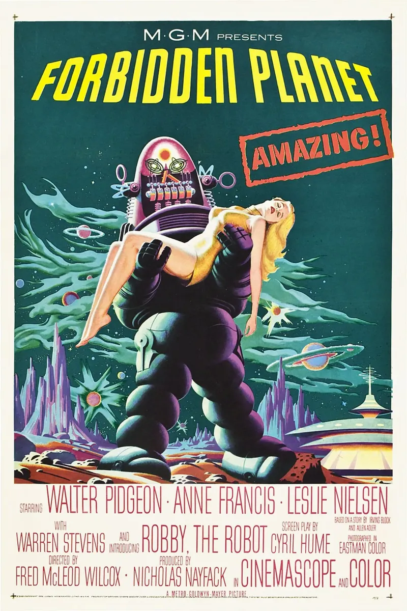 Vintage Filmposter - Forbidden Planet poster con telaio in alluminio da Old Masters