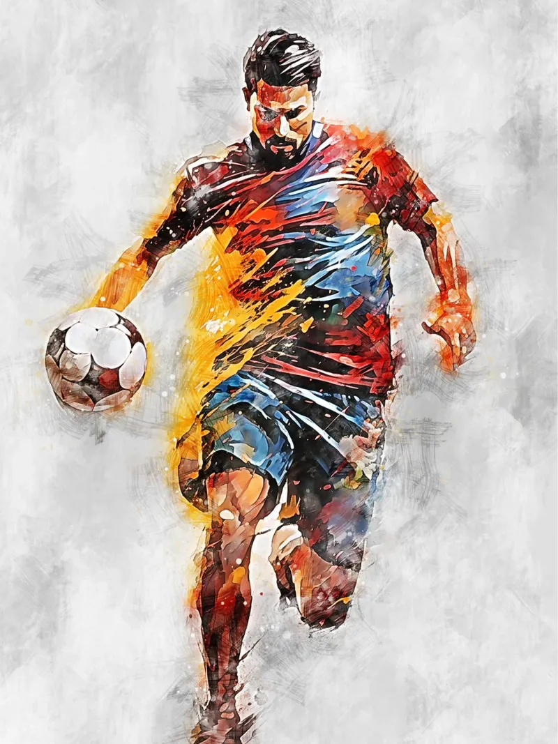 Football Color Gray A poster avec cadre en bois de Mateo