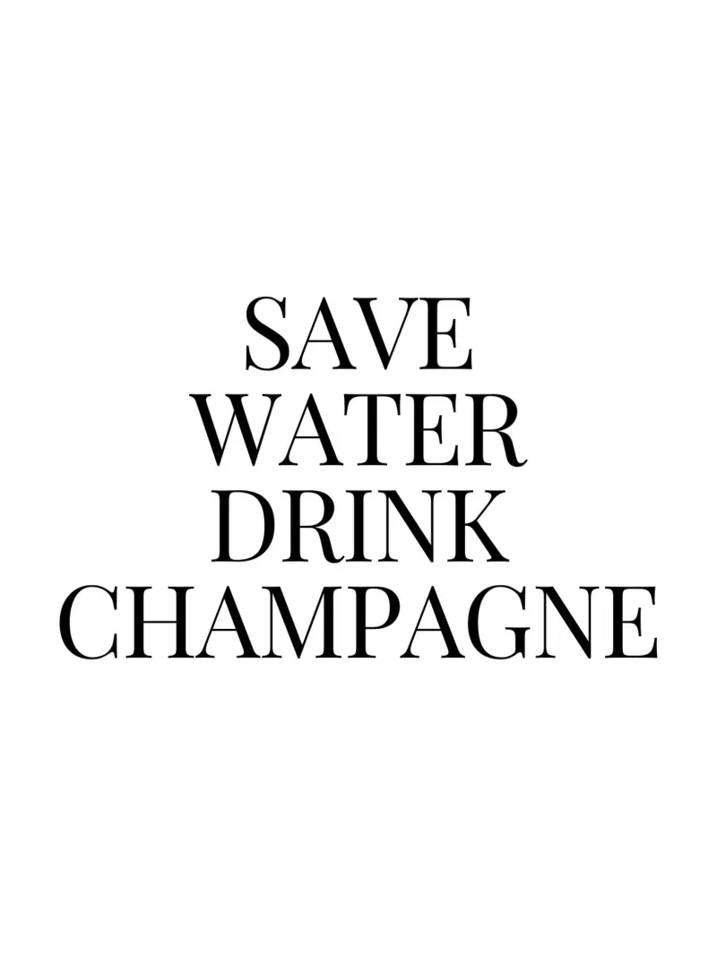 Risparmiare acqua bere champagne citazione carta hahnemühle da Paigaam Studio