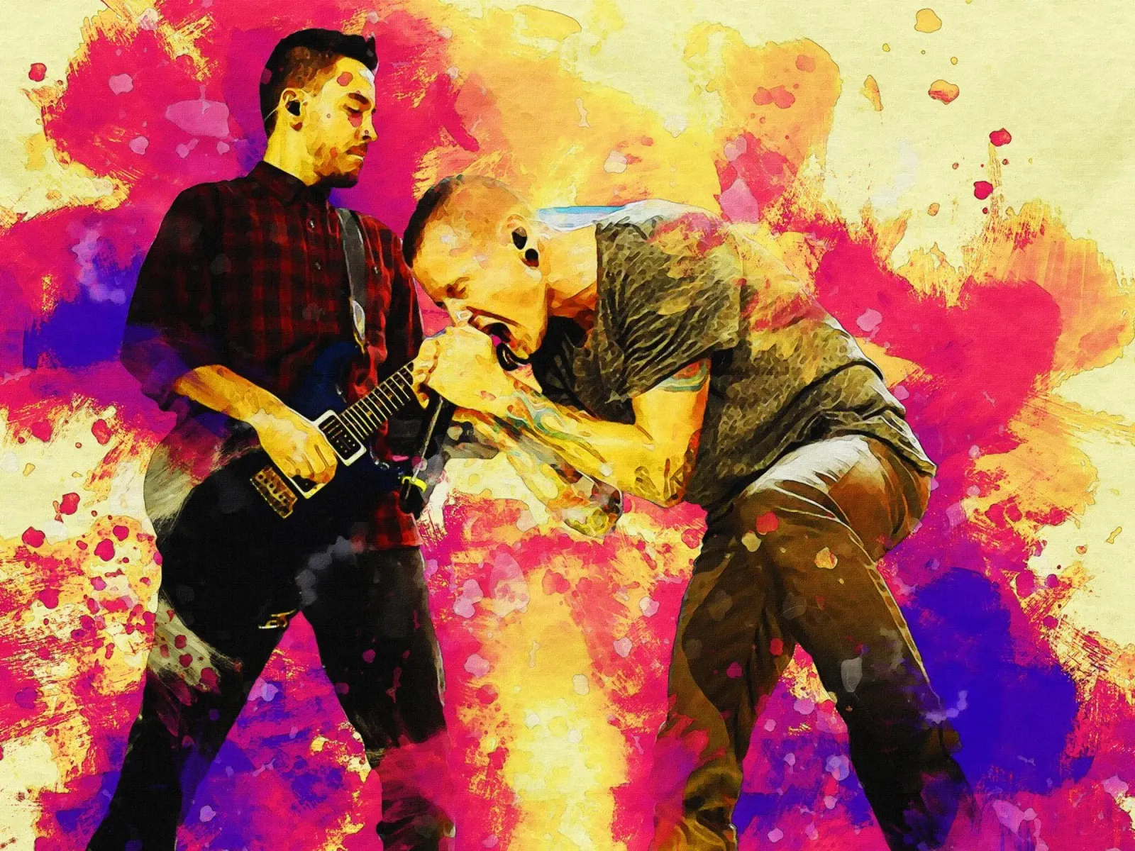 Smudge Mike Shinoda e Chester Bennington pellicola backlit da Gunawan Rb