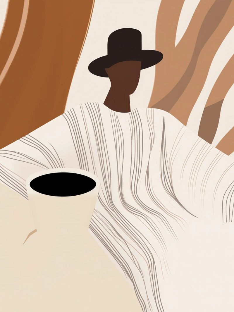 Kaffee Afrikanisch Schwarz | Trendiges Boho Streifen Design Poster von Autofocus