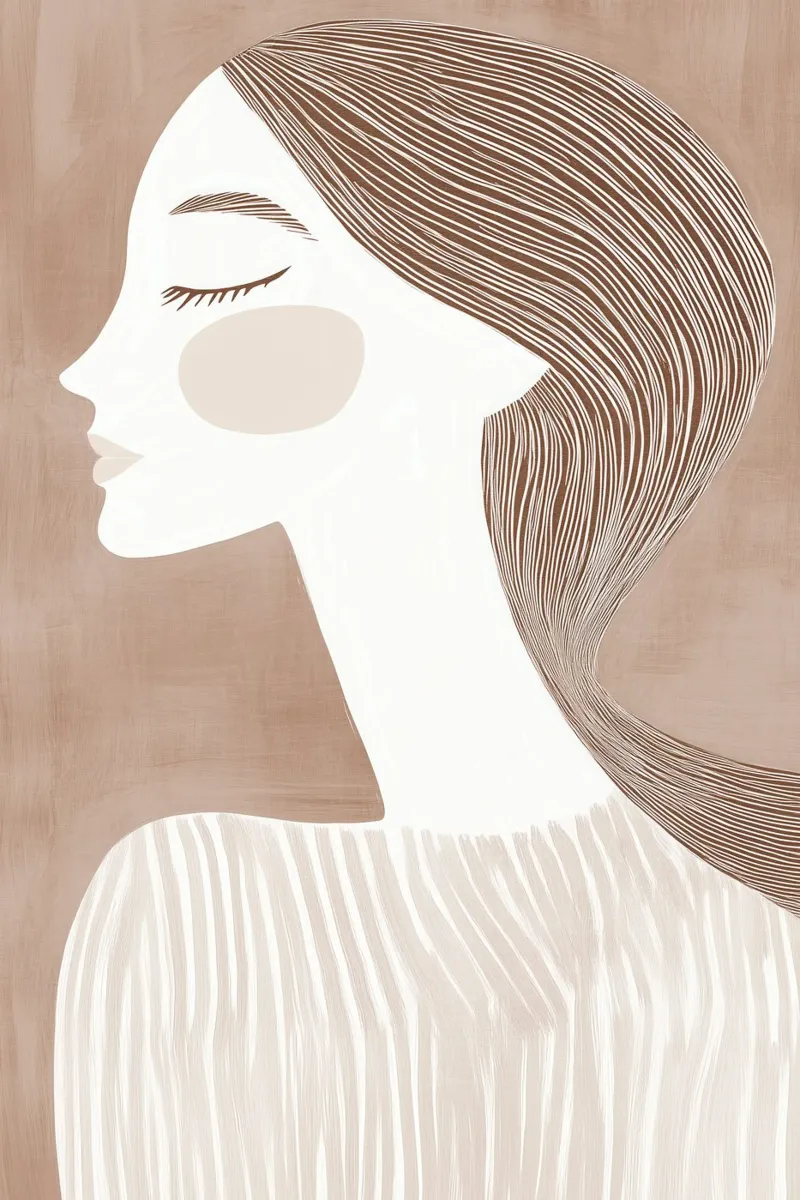 Ritratto Donna Caffè Latte | Line Art color latte poster da Autofocus