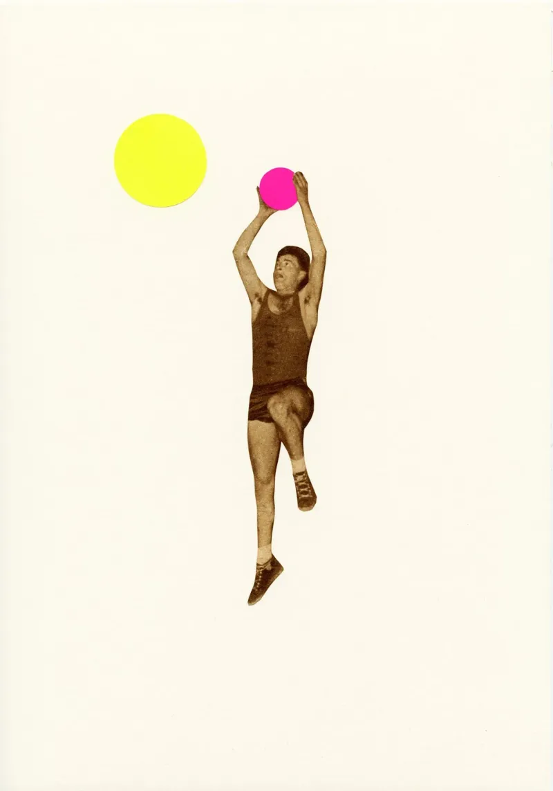 Pallacanestro poster con telaio in alluminio da Cassia Beck Collage