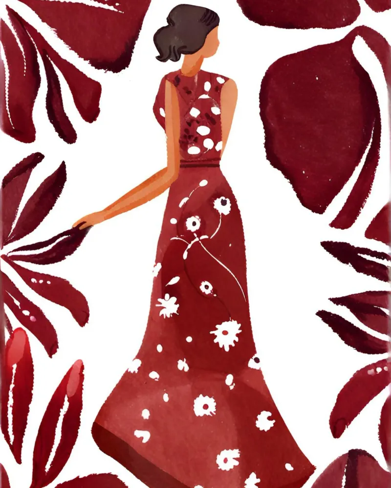 Frau in weinrot carta hahnemühle da designsbysophia