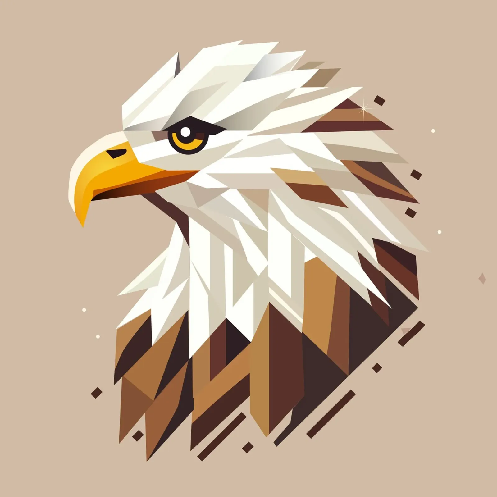 Geometric bald eagle - symbol of strength canvas with Floater frame by namosh