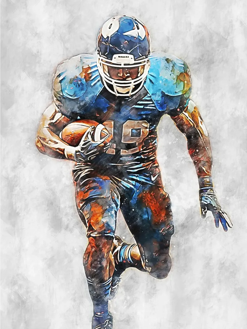 American Football Color Gray D poster with wooden frame by Mateo