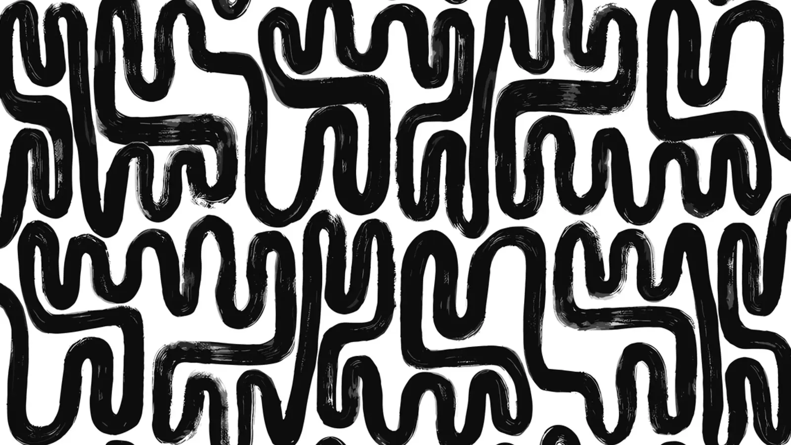Labyrinth of lines - abstract pattern art in black and white canvas by Kunst und Kontrast